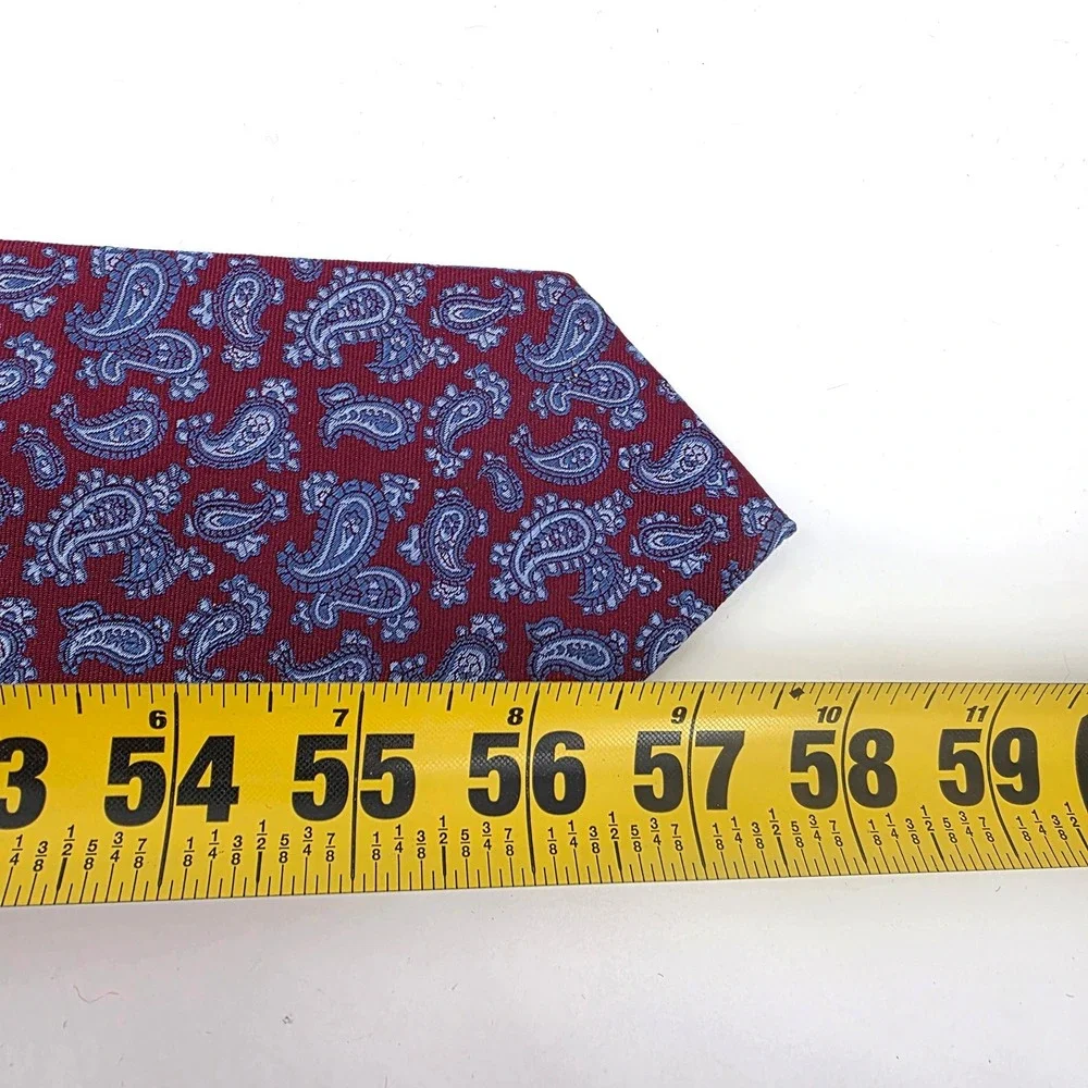 Brooks Brothers 346 Mens Pure Silk Paisley Tie Burgundy Blue Made in USA Preppy